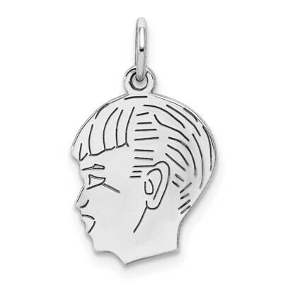 Engraveable Boy Disc Charm Polish On Front Back Sterling Silver QM357/27P, MPN: QM357/27P,