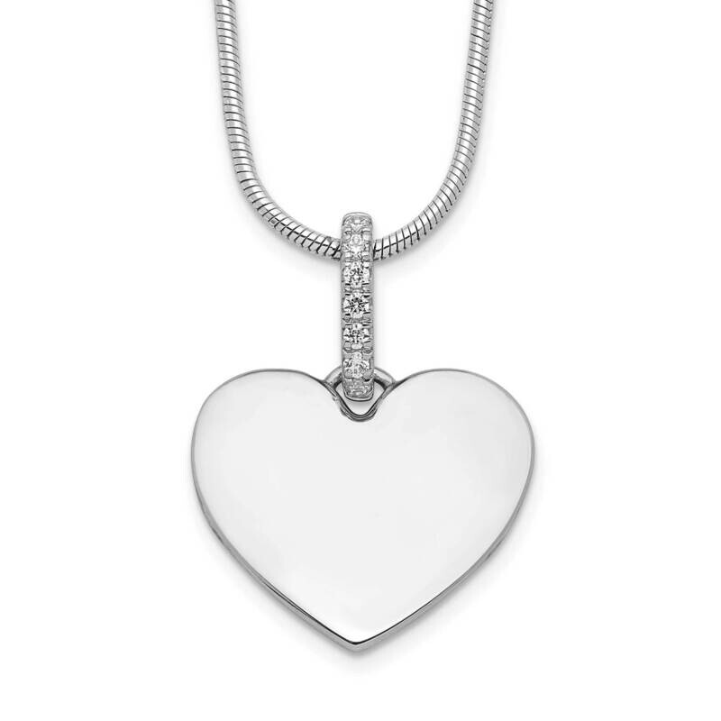 White Ice 18 Inch Diamond Heart Necklace 2 Inch Extender Sterling Silver Rhodium-Plated QW540-18