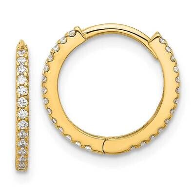 Madi K Polished CZ 1.25mm Hinged Huggie Hoop Earrings 14k Gold SE3067, MPN: SE3067,