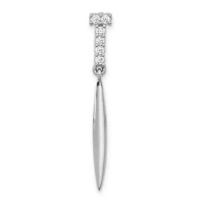 Polished CZ Pointed Chain Slide Pendant Sterling Silver Rhodium-Plated QP5746, MPN: QP5746,