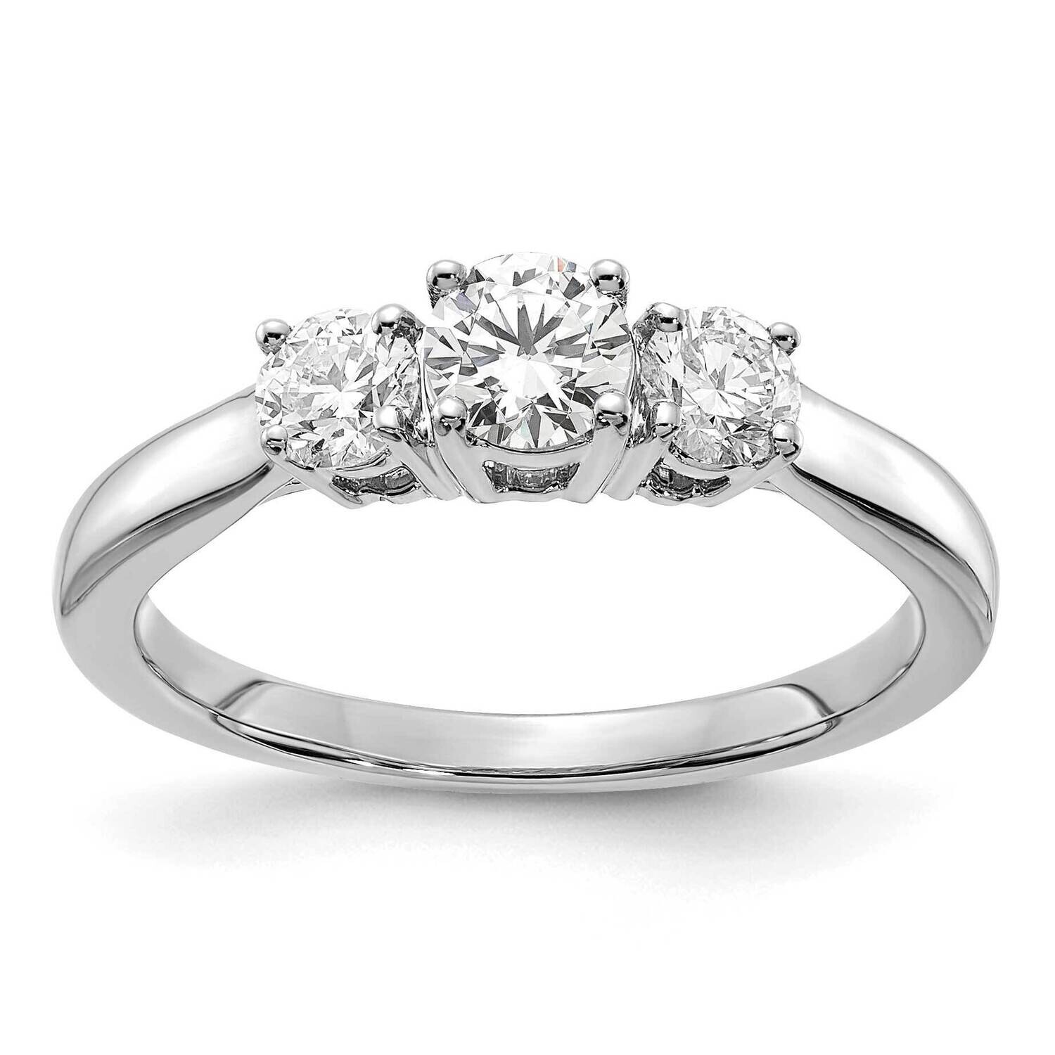 Diamond Si1/Si2 G H I 3-Stone Semi-Mount Engagement Ring 14k White Gold RM4229E-075-WLG, MPN: RM422…