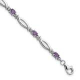 Amethyst Diamond 7.25 Inch Bracelet Sterling Silver Rhodium-Plated QX994AM, MPN: QX994AM,