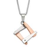 &amp; Rose Ip-Plated Polished Fancy CZ Square Necklace Stainless Steel SRN1135-18 by Chisel, MPN: SRN11…