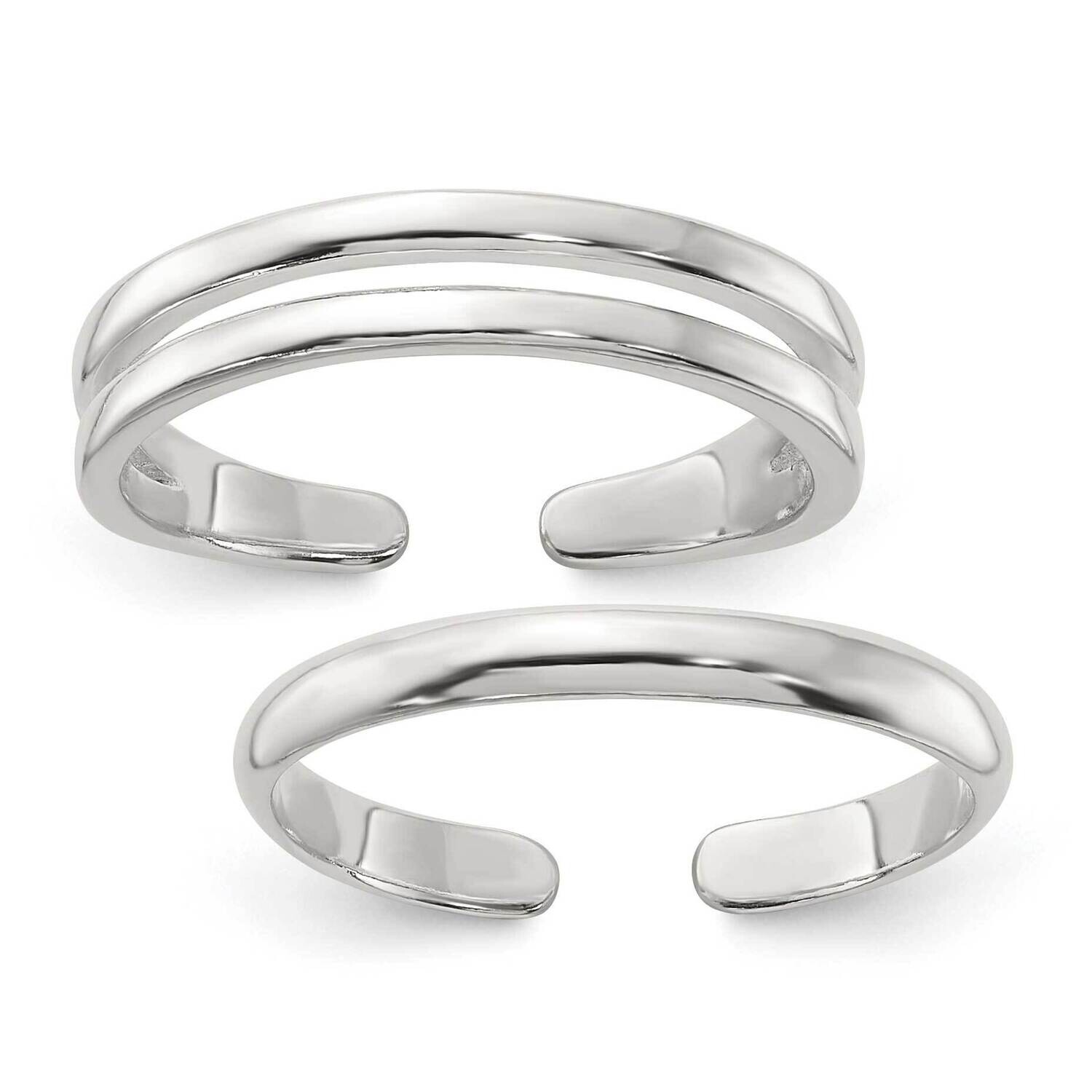 Set Of 2 Toe Rings Sterling Silver Polished QR7460SET, MPN: QR7460SET,