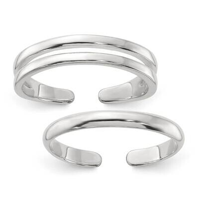 Set Of 2 Toe Rings Sterling Silver Polished QR7460SET, MPN: QR7460SET,
