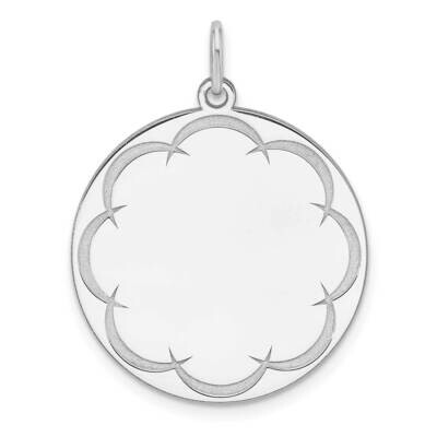 Rhod-Plated Eng. Rnd Polish Front Satin Back Disc Charm Sterling Silver QM547/27, MPN: QM547/27,