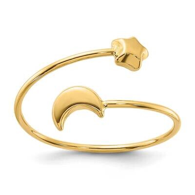 Adjustable Moon Star Ring 14k Polished Gold R966, MPN: R966, 196904148792
