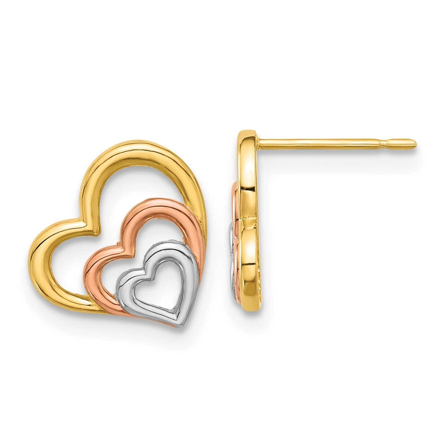Madi K Rose White Rhodium Polished Heart Post Earrings 14k Gold SE3056, MPN: SE3056,