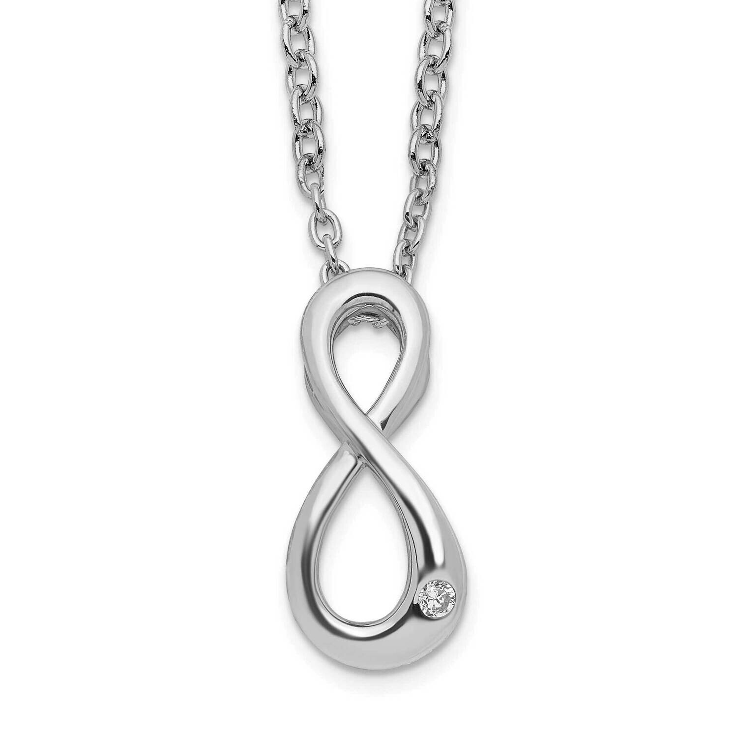 White Ice 18 Inch Diamond Infinity Symbol Necklace 2 Inch Extender Sterling Silver Rhodium-Plated QW523-18