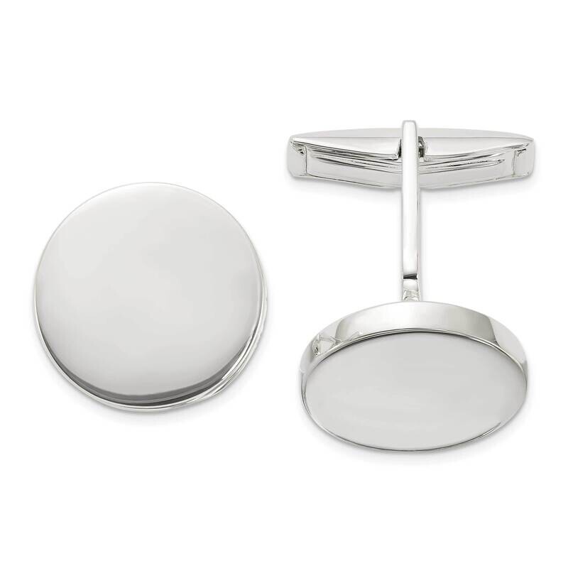 Round Cuff Links Sterling Silver Polished QQ630