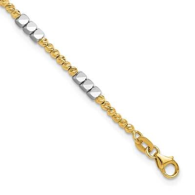 Diamond-Cut Beaded 7.5 Inch Bracelet 14k Two-Tone Gold SF2986-7.5, MPN: SF2986-7.5,