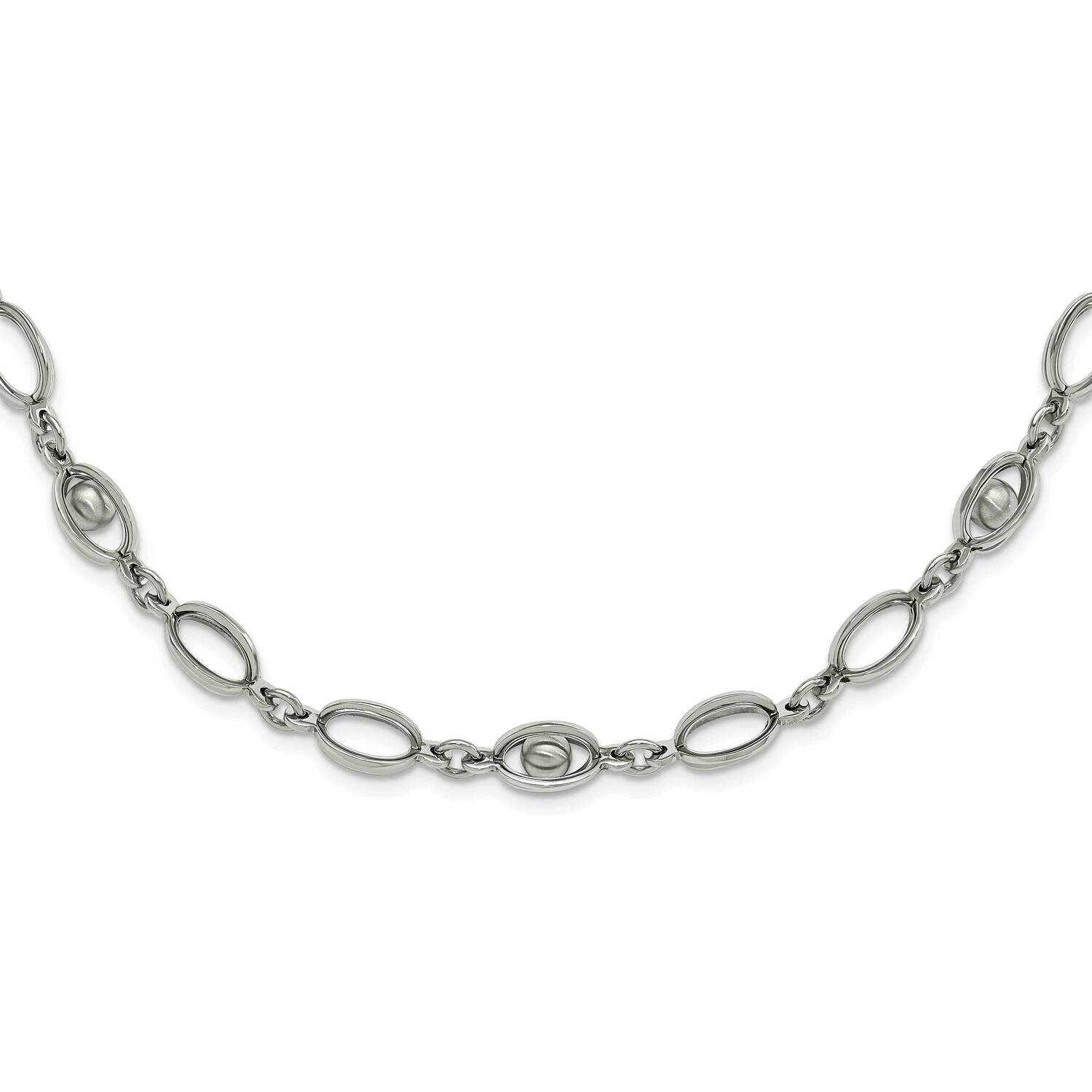 Polished Oval Link Moveable Ball 1.5 Inch Extender Necklace Stainless Steel SRN1285-18 by Chisel, M…