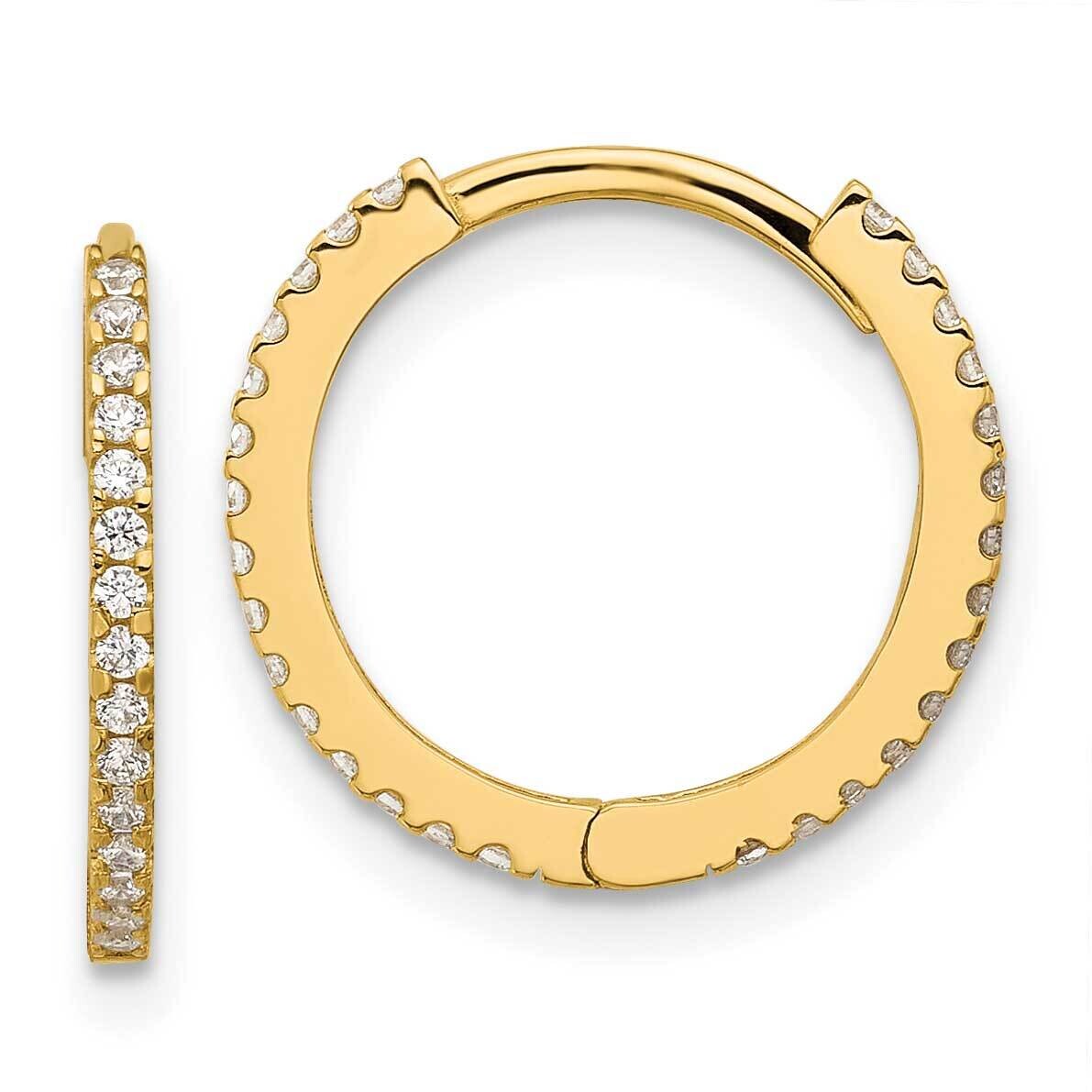 Madi K Polished CZ 1.25mm Hinged Huggie Hoop Earrings 14k Gold SE3068, MPN: SE3068,
