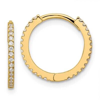 Madi K Polished CZ 1.25mm Hinged Huggie Hoop Earrings 14k Gold SE3068, MPN: SE3068,