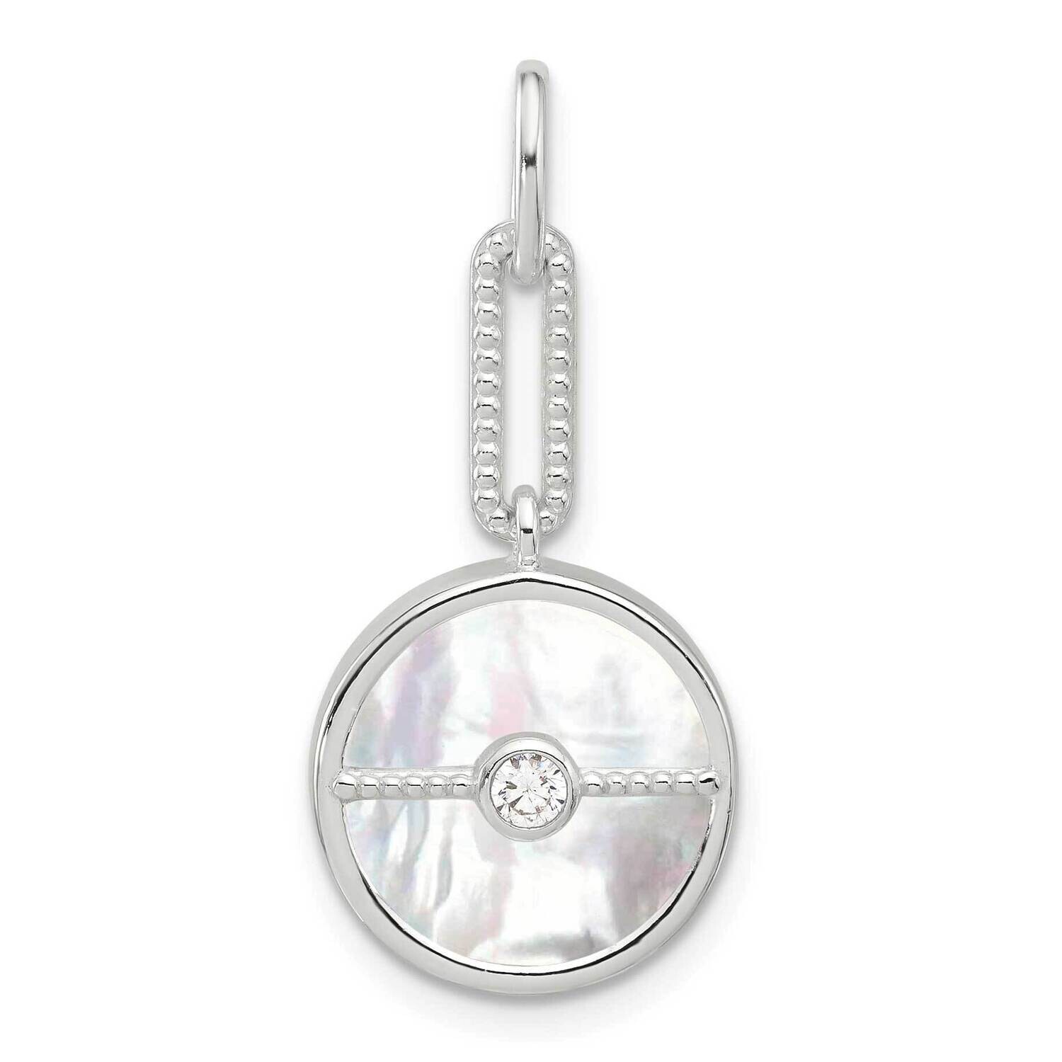 E-Coated CZ Mother Of Pearl Pendant Sterling Silver QP5758, MPN: QP5758,