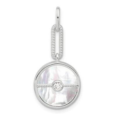 E-Coated CZ Mother Of Pearl Pendant Sterling Silver QP5758, MPN: QP5758,