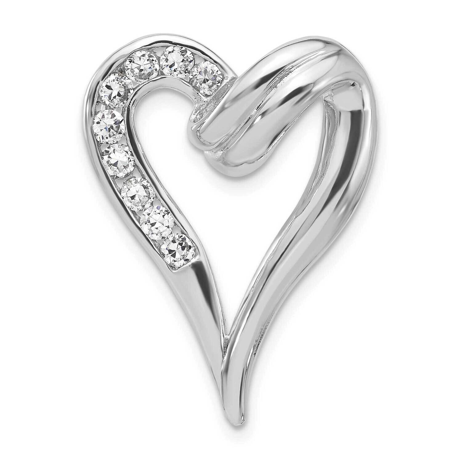 CZ Heart Shape Fancy Slide Sterling Silver QP760