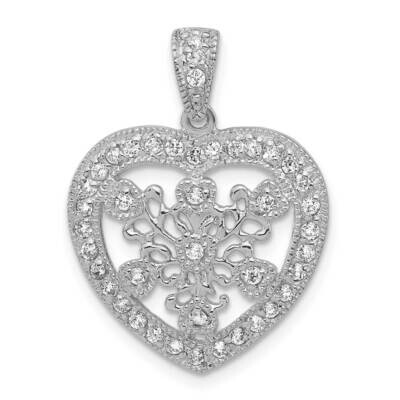 CZ Fancy Heart Pendant Sterling Silver QP749, MPN: QP749, 883957961552