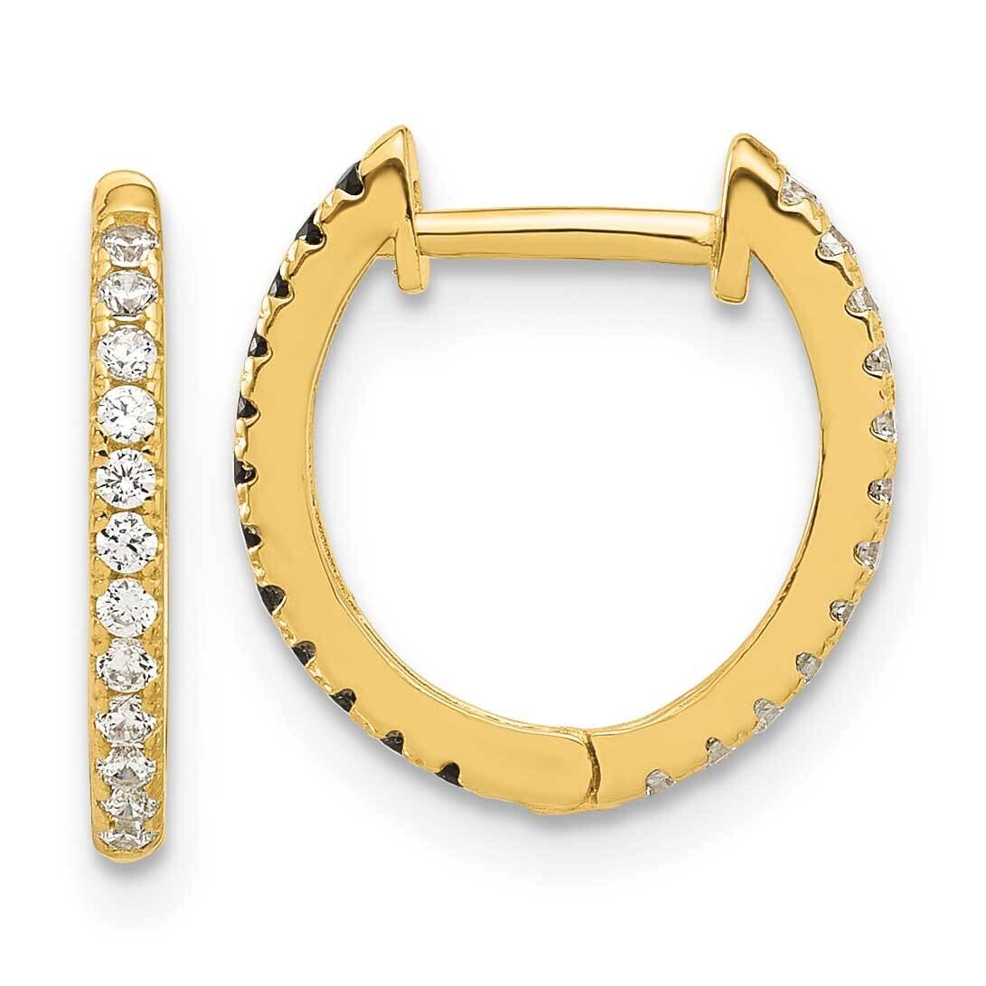Madi K Black White CZ Reversible Hinged Huggie Hoop Earrings 14k Gold SE3070, MPN: SE3070,