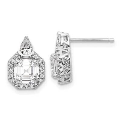 Sterling Shimmer CZ 38 Stone Teardrop Post Earrings Sterling Silver Rhodium-Plated QSH107, MPN: QSH…