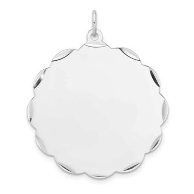 Rh-Plt Engraveable Polished Front Satin Back Disc Charm Sterling Silver QM551/27, MPN: QM551/27,