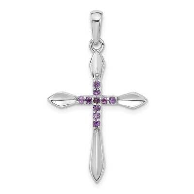 Amethyst Cross Pendant Sterling Silver Rhodium-Plated QP5878AM, MPN: QP5878AM,