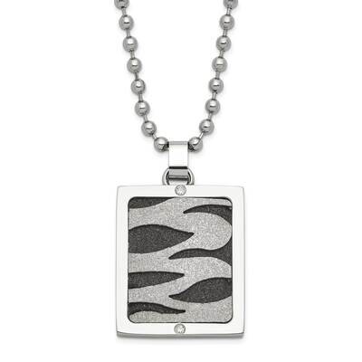 &amp; Black Ip-Plated Lasercut CZ Dog Tag Necklace Stainless Steel SRN1138-22 by Chisel, MPN: SRN1138-2…