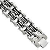 Chisel Brushed Polished Black Rubber Inlay 8.25 Inch Link Bracelet Stainless Steel SRB3062-8.25 by …