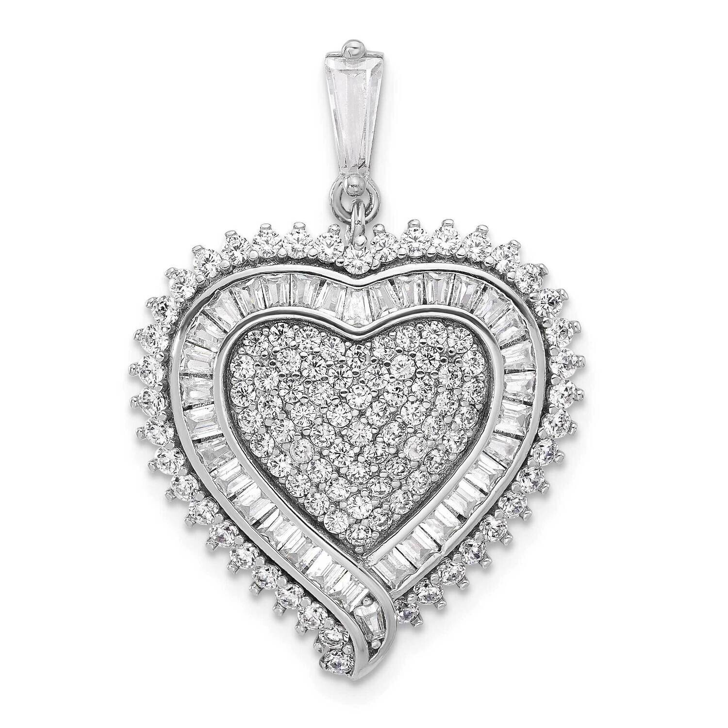 CZ Heart Pendant Sterling Silver Rhodium-Plated QP5783, MPN: QP5783,