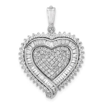 CZ Heart Pendant Sterling Silver Rhodium-Plated QP5783, MPN: QP5783,