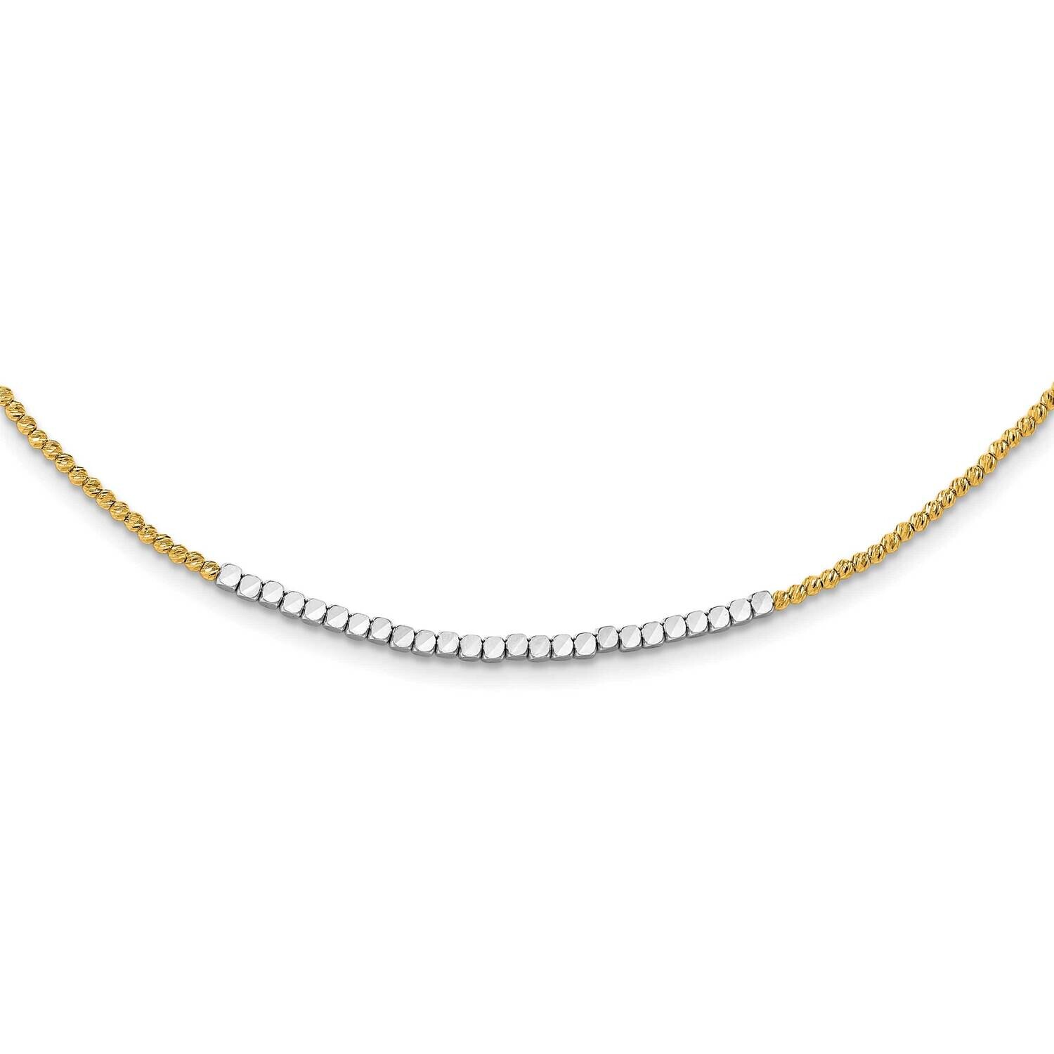 Diamond-Cut Beaded 18 Inch Necklace 14k Two-Tone Gold SF2987-18, MPN: SF2987-18,