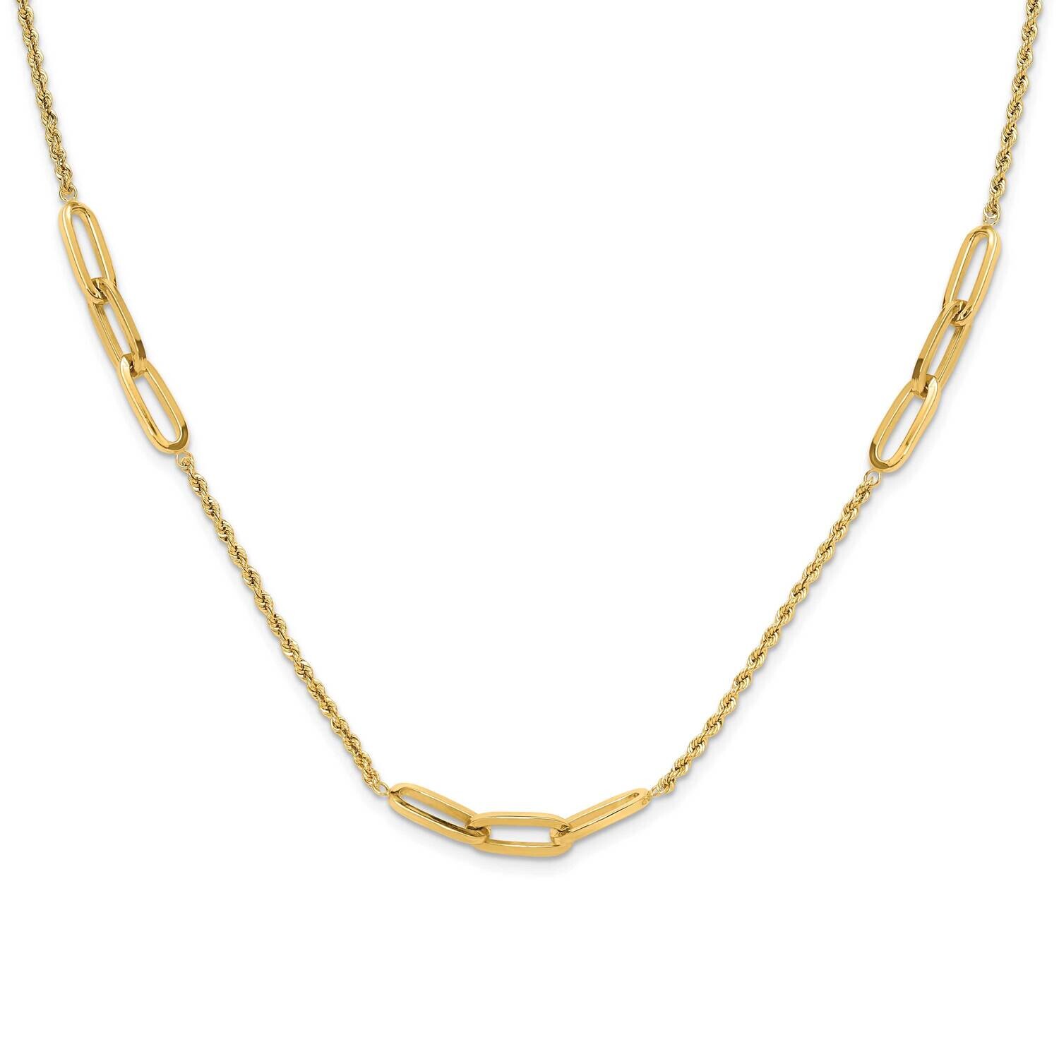 Diamond-Cut Fancy Link Rope Necklace 14k Polished Gold SF3021-20.25, MPN: SF3021-20.25,
