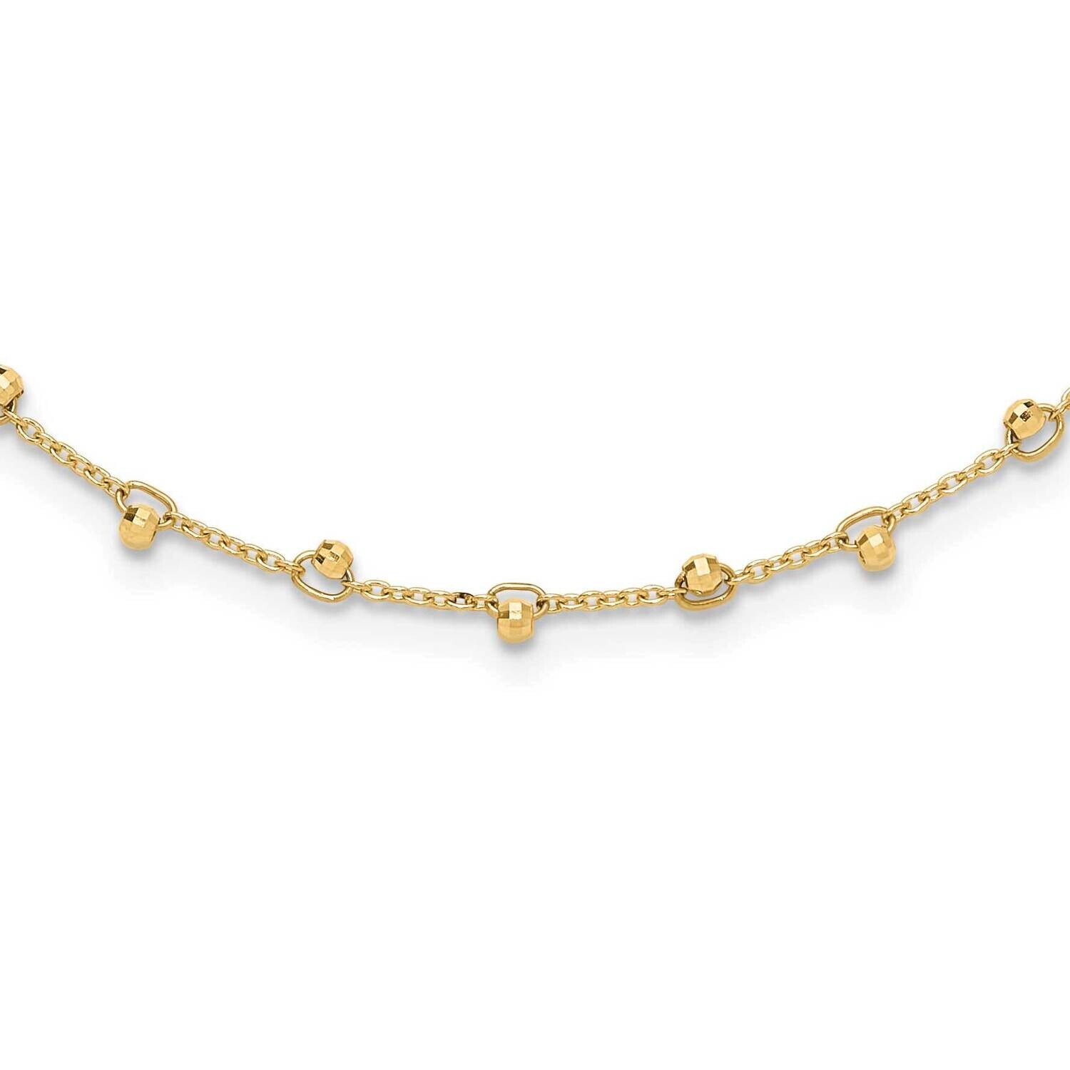 Diamond-Cut Beaded 16 Inch Plus 2 Inch Extender Necklace 14k Polished Gold SF3029-17, MPN: SF3029-1…