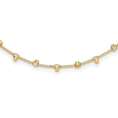 Diamond-Cut Beaded 16 Inch Plus 2 Inch Extender Necklace 14k Polished Gold SF3029-17, MPN: SF3029-1…