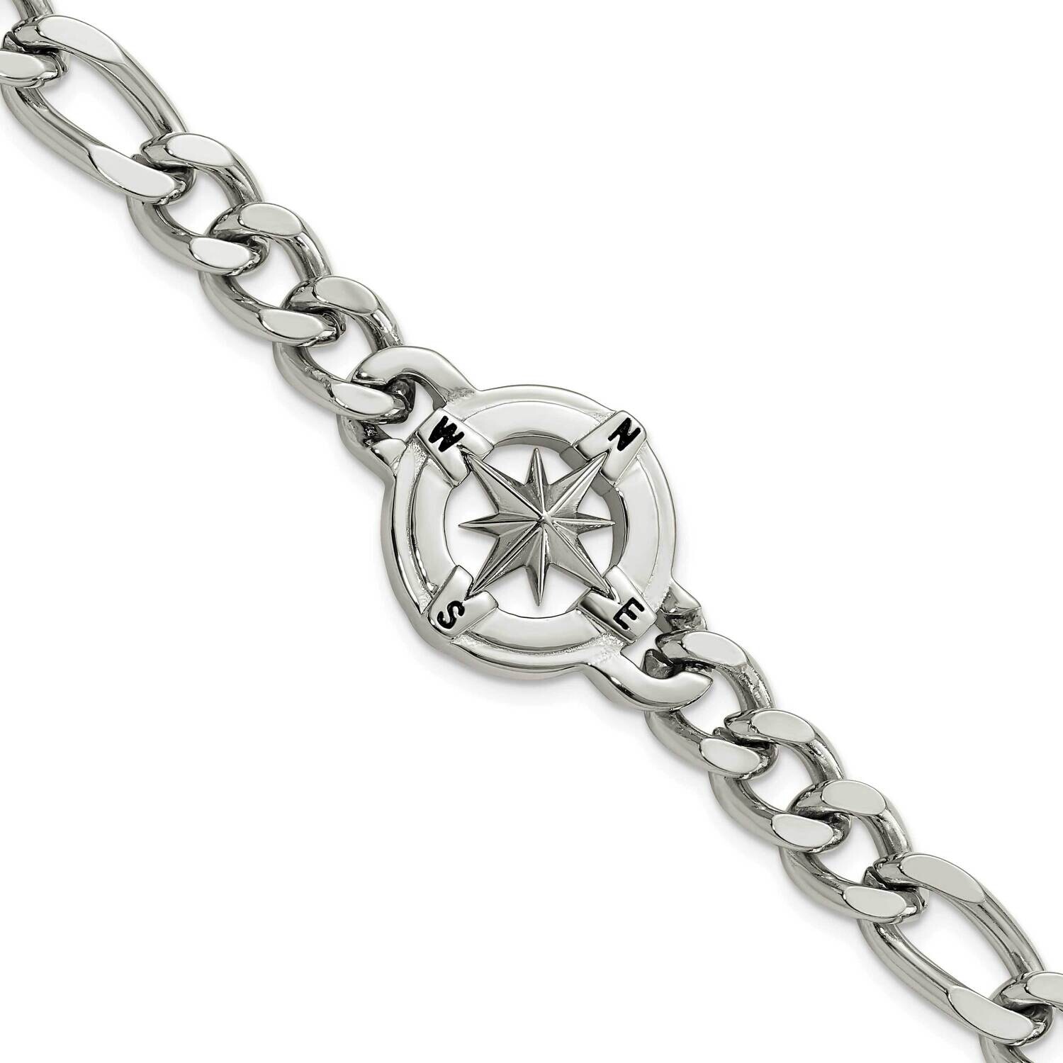 Chisel Polished Compass 8.75 Inch Bracelet Stainless Steel SRB3075-8.75 by Chisel, MPN: SRB3075-8.7…