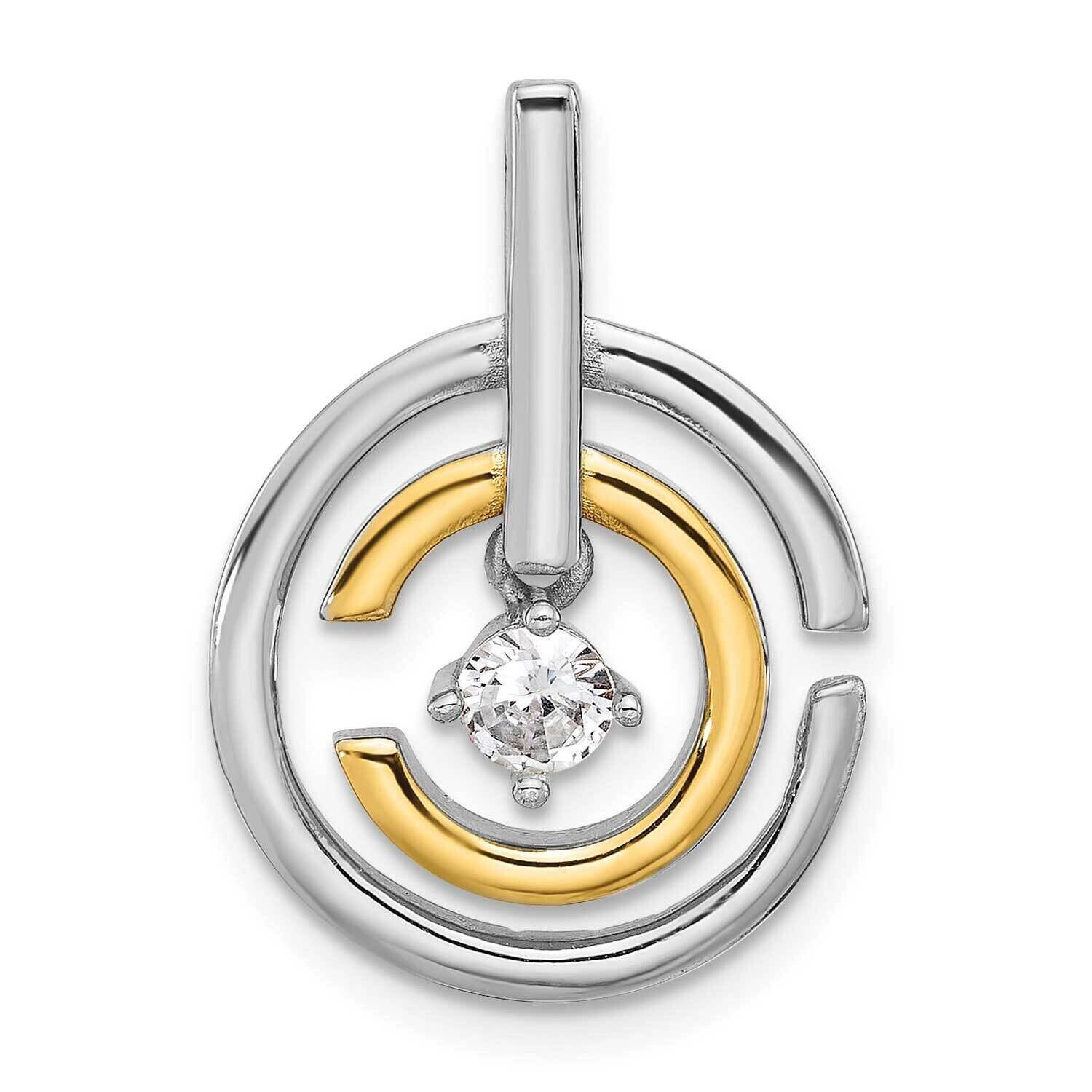 Gold-Tone Polished CZ Circles Chain Slide Sterling Silver Rhodium-Plated QP5740, MPN: QP5740,