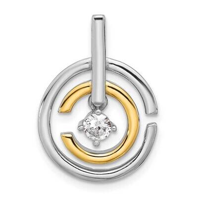 Gold-Tone Polished CZ Circles Chain Slide Sterling Silver Rhodium-Plated QP5740, MPN: QP5740,