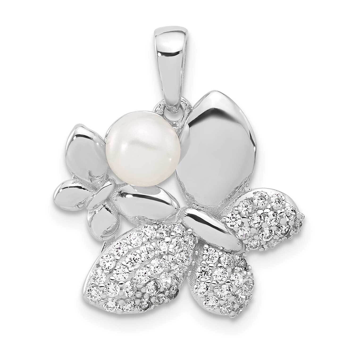 Fwc Pearl CZ Butterfly Pendants Sterling Silver Rhodium-Plated QP5774, MPN: QP5774,