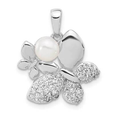 Fwc Pearl CZ Butterfly Pendants Sterling Silver Rhodium-Plated QP5774, MPN: QP5774,