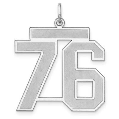 Satin Number 76 Charm Sterling Silver Rhodium-Plated QPXP76, MPN: QPXP76,