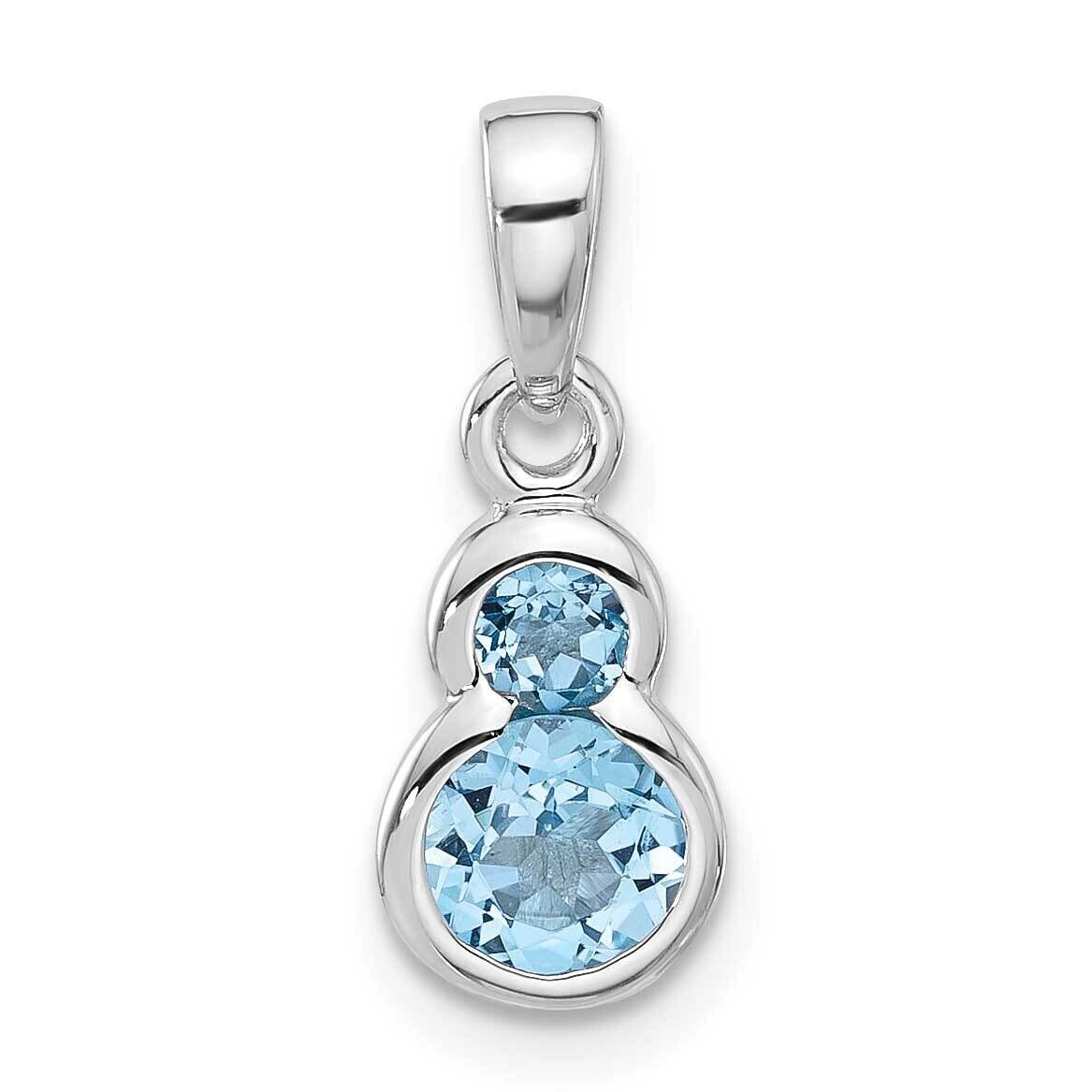 Polished Swiss Blue Topaz Pendant Sterling Silver Rhodium-Plated QP5880BT, MPN: QP5880BT,