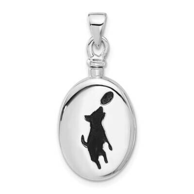 Enamel Oval Dog Ash Holder Pendant Sterling Silver Rhodium-Plated QP5723, MPN: QP5723,