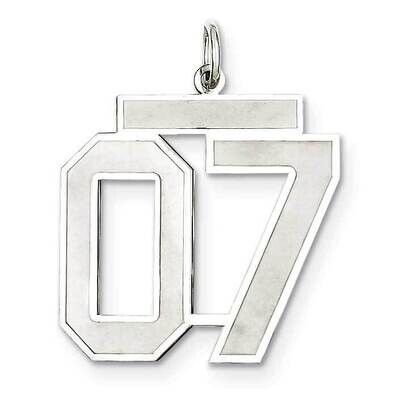 Large Satin Number 7 Top Sterling Silver Rhodium-Plated QPP07T, MPN: QPP07T,