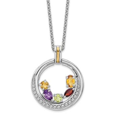 Shey Couture 14K Accent .56 Citrine .34 Amethyst .30 Peridot .30 Garnet 18 Inch Necklace Sterling S…