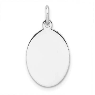Sterl Silver Rh-Plt Engraveable Oval Polished Front Satin Back Disc Charm QM567/18, MPN: QM567/18,