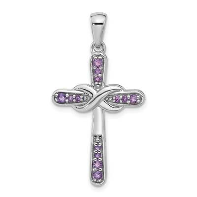 Amethyst Infinity Cross Pendant Sterling Silver Rhodium-Plated QP5877AM, MPN: QP5877AM,