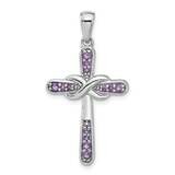 Amethyst Infinity Cross Pendant Sterling Silver Rhodium-Plated QP5877AM, MPN: QP5877AM,