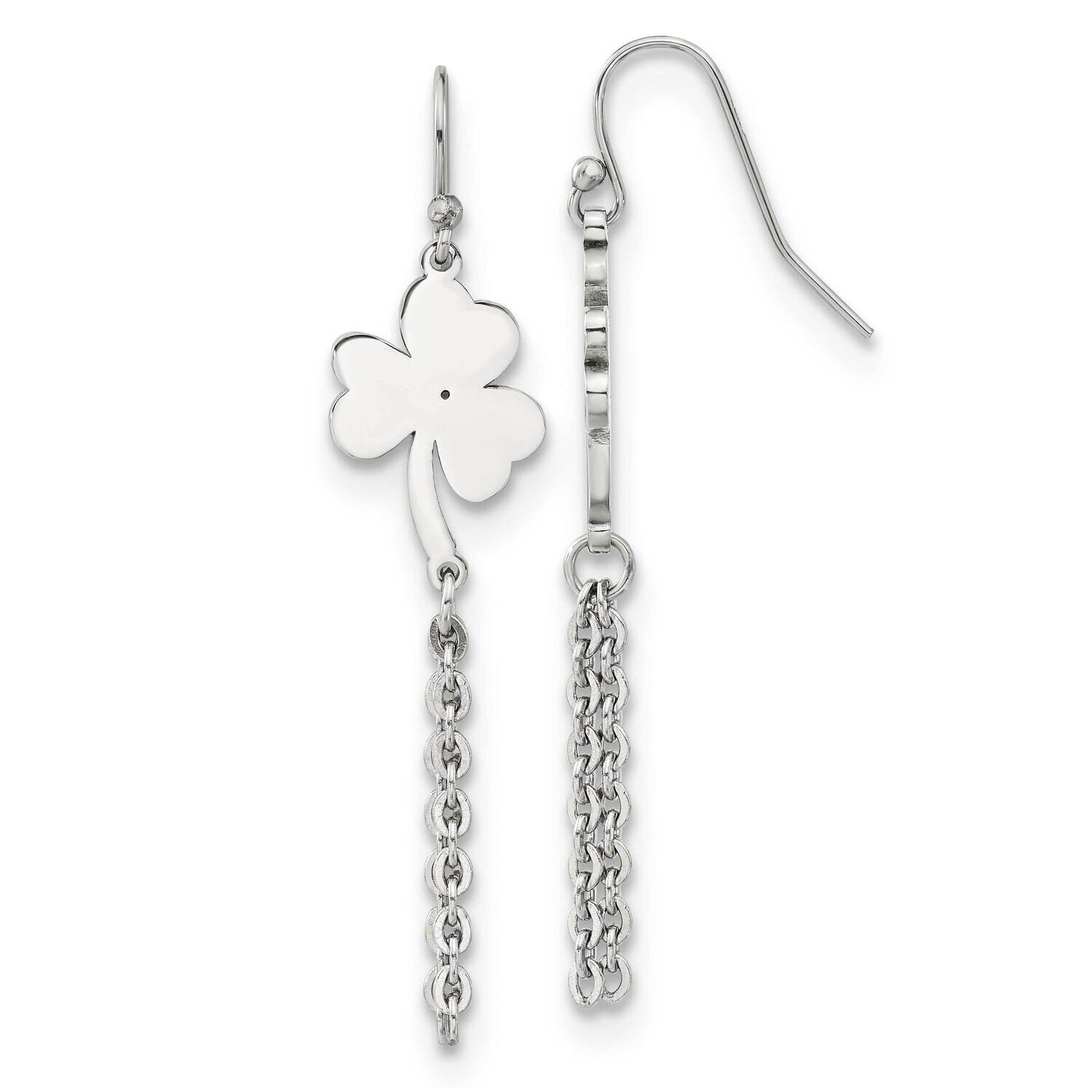 Chisel Polished 4-Leaf Clover Dangle Shepherd Hook Earrings Stainless Steel SRE1604 by Chisel, MPN:…