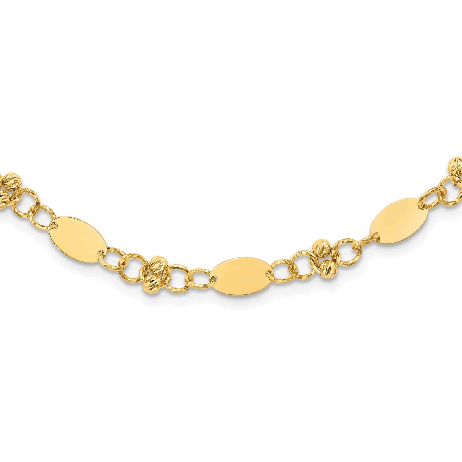 Dia-Cut Beaded Fancy Plus 1 Inch Extender Necklace 14k Polished Gold SF2981-17, MPN: SF2981-17,