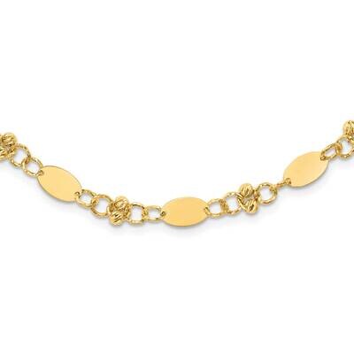 Dia-Cut Beaded Fancy Plus 1 Inch Extender Necklace 14k Polished Gold SF2981-17, MPN: SF2981-17,